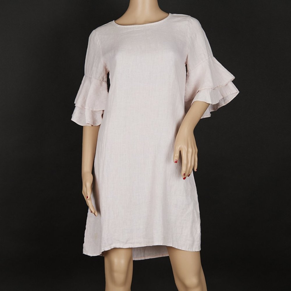 FRANCESCA BETTINI Linen Ruffle Sleeved Dress XS - Picture 1 of 8